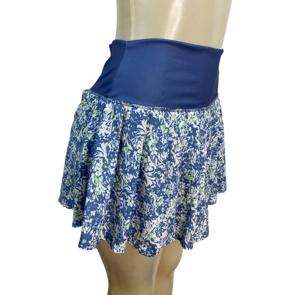 Vogo Womens Floral Activewear Skort With Inner Shorts Blue & White Size S - Picture 2 of 8